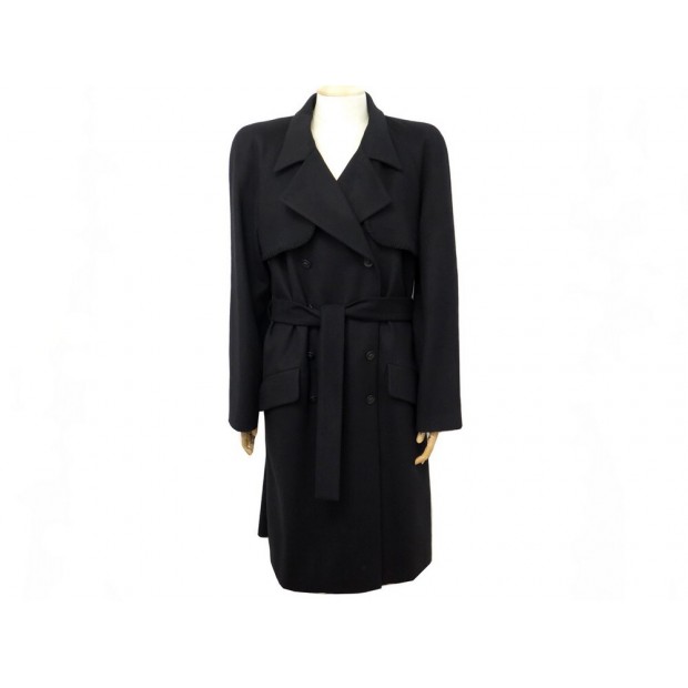 NEUF MANTEAU CHANEL BOUTONS LOGO CC P36435 T42 L CACHEMIRE NOIR NEW COAT 8770€