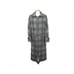 NEUF MANTEAU CHANEL P49508 T42 L EN TWEED DE LAINE GRIS NEW GREY WOOL COAT 7590€