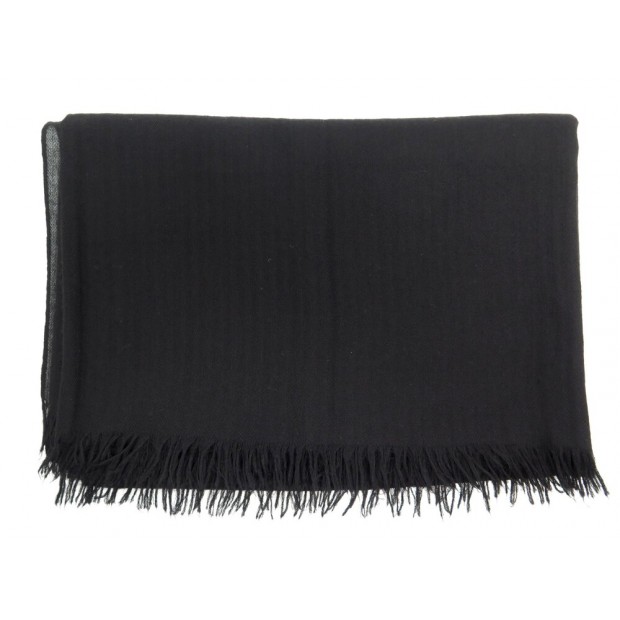 NEUF CHALE HERMES EN CACHEMIRE ET LAINE NOIR NEW CASHMERE AND WOOL SHAWL 1160€