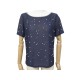 TSHIRT CHANEL TOP P49865 M 40 EN NYLON BLEU MARINE & PERLES TOP 1500€