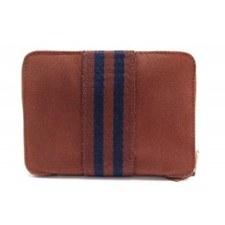 NEUF PORTEFEUILLE HERMES TOTO EN TOILE MARRON PORTE MONNAIE NEW CANVAS WALLET