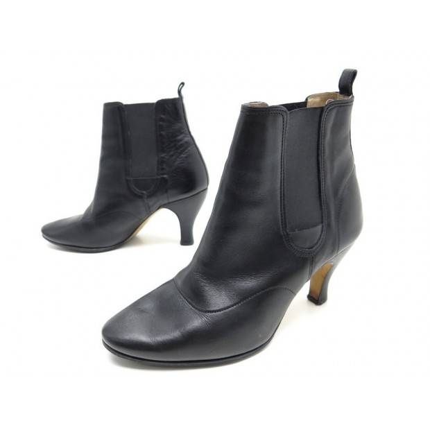 CHAUSSURES REPETTO 38 BOTTINES EN CUIR NOIR BLACK LOW BOOTS SHOES 325€