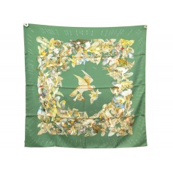 NEUF FOULARD HERMES L'INTRUS JACQUELOT CARRE 90 SOIE VERT BOITE SILK SCARF 385€