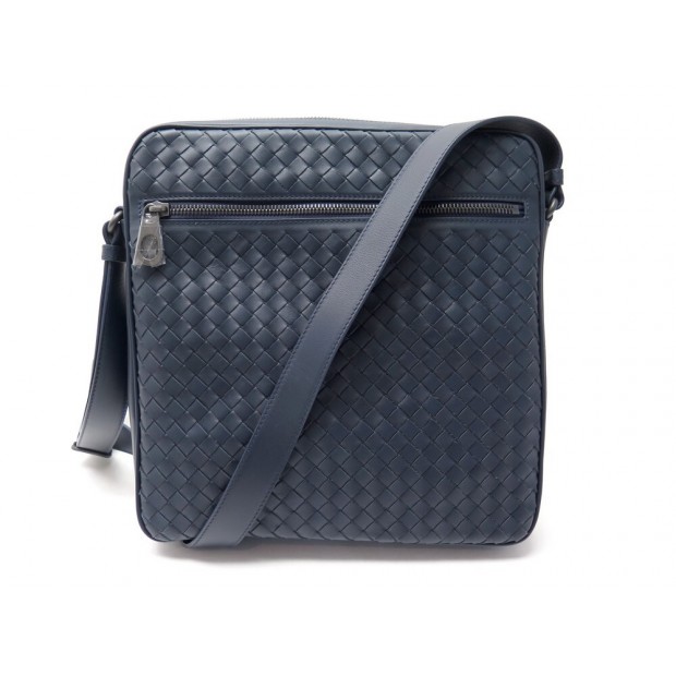 NEUF SACOCHE BOTTEGA VENETA CUIR INTRECCIATO BLEU MARINE BANDOULIERE BAG 1990€