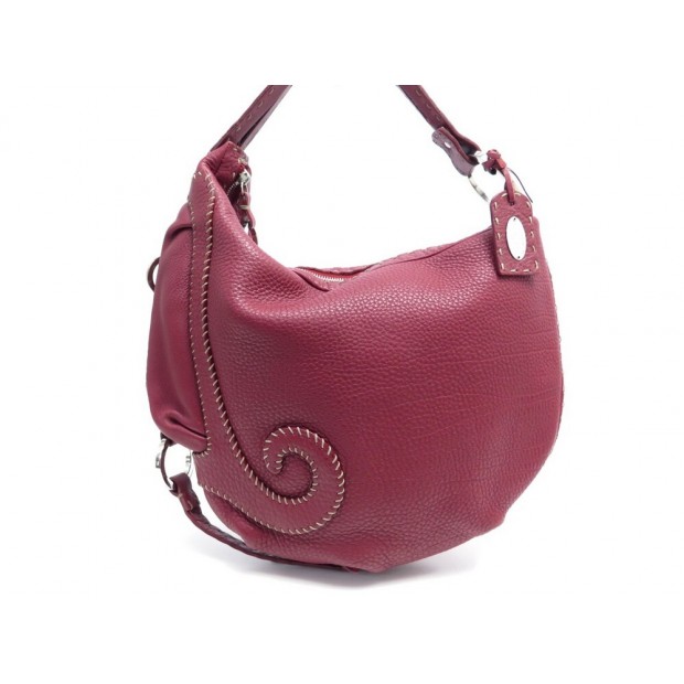 SAC A MAIN FENDI HOBO 8BR297 EN CUIR GRAINE ROUGE LEATHER HAND BAG PURSE