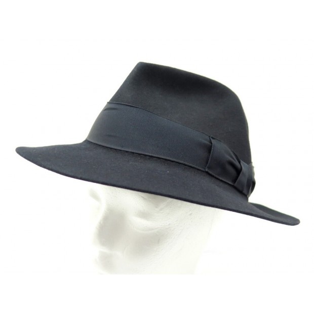 CHAPEAU MOTSCH POUR HERMES TAILLE 61 EN FEUTRE BLEU MARINE FELT HAT 550€