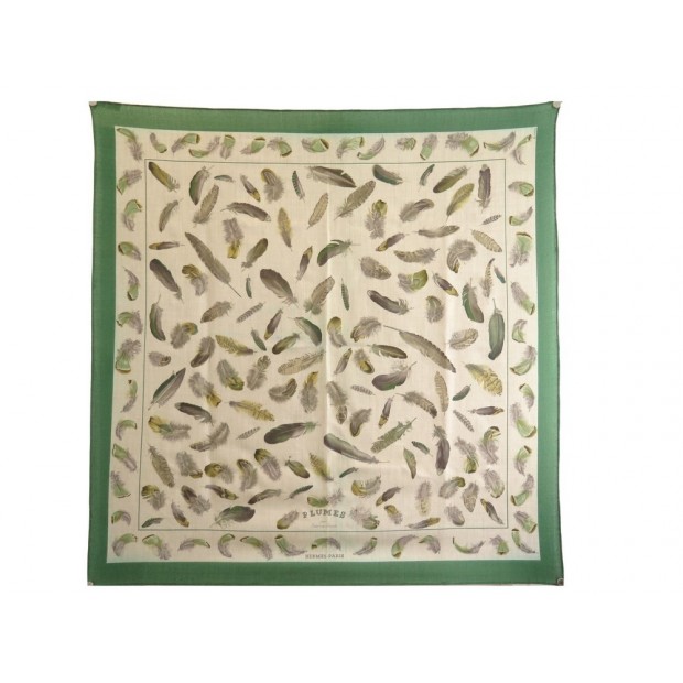 FOULARD HERMES PLUMES DE LINARES CARRE 90 EN CACHEMIRE ET SOIE SILK SCARF 530€
