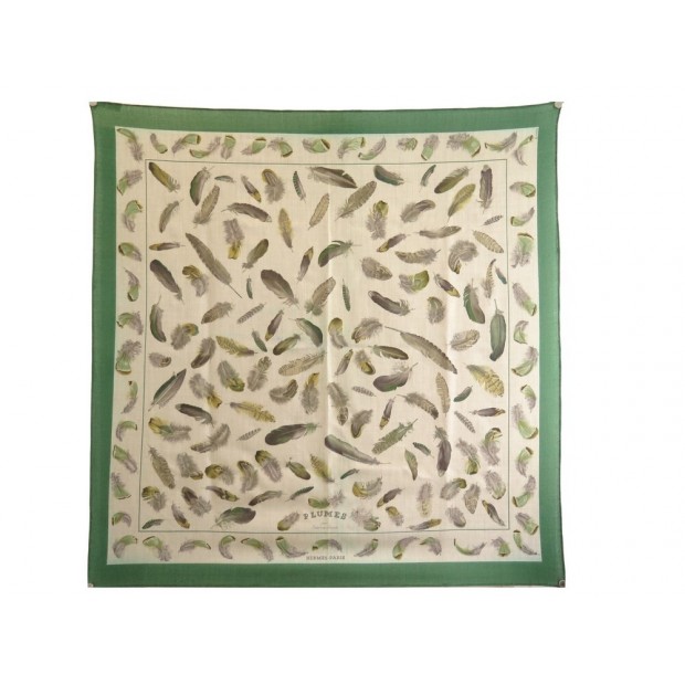 FOULARD HERMES PLUMES DE LINARES CARRE 90 EN CACHEMIRE ET SOIE SILK SCARF 530€