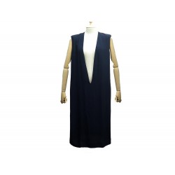 NEUF ROBE TUNIQUE LONGUE HERMES L 42 EN SOIE BLEU MARINE NEW SILK DRESS 1500€