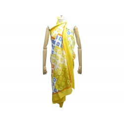 NEUF PAREO HERMES IMPRIME EN COTON JAUNE FOULARD NEW COTTON SARONG 380€