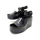 CHAUSSURES CELINE SANDALES PLATEFORME 40 EN CUIR VERNIS NOIR SANDAL SHOES 450€