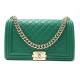 NEUF SAC A MAIN CHANEL GRAND BOY CUIR MATELASSE VERT BANDOULIERE HAND BAG 5400€