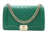 sac a main chanel grand boy cuir matelasse vert