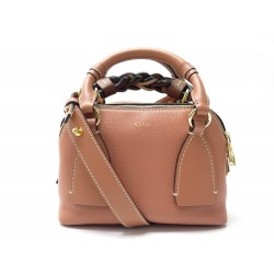 NEUF SAC A MAIN CHLOE DARIA PM EN CUIR MARRON ROSE BANDOULIERE + BOITE BAG 1390€