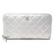 PORTEFEUILLE LONG CHANEL ZIPPE CLASSIQUE EN CUIR MATELASSE ARGENTE WALLET 1010€