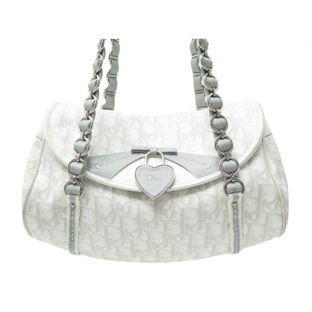 SAC A MAIN CHRISTIAN DIOR ROMANTIQUE TROTTER TOILE OBLIQUE BLANC HAND BAG 845€