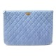 GRANDE POCHETTE CHANEL O CASE 2.55 EN TOILE DENIM MATELASSE BLEU POUCH 1130€