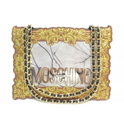 SAC A MAIN MOSCHINO MIROIR CASSE EN CUIR NOIR BANDOULIERE BROKEN MIRROR PURSE