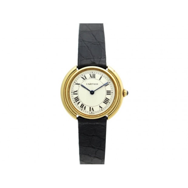 VINTAGE MONTRE CARTIER ELLIPSE 33 MM EN OR 18K JAUNE MECANIQUE GOLD WATCH