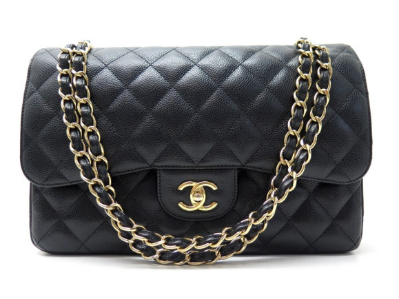 sac a main chanel timeless jumbo en cuir caviar noir