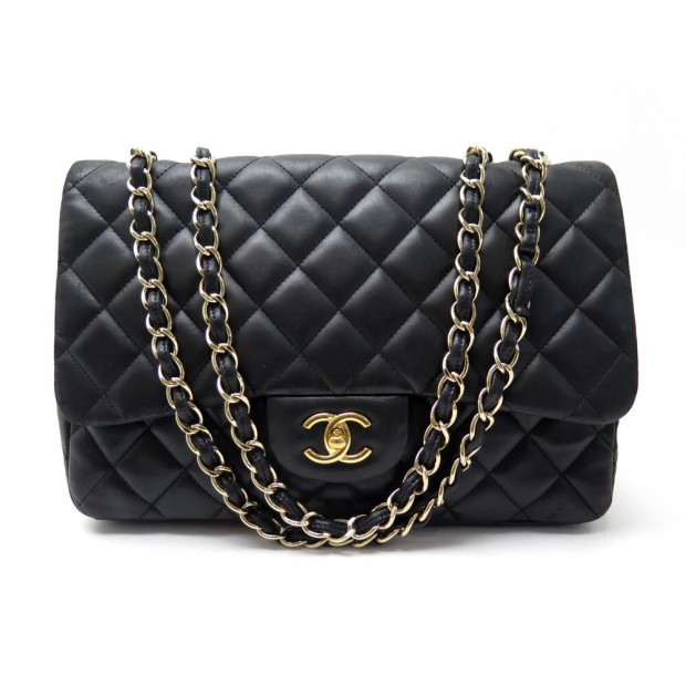 SAC A MAIN CHANEL GRAND CLASSIQUE TIMELESS JUMBO CUIR MATELASSE NOIR BAG 9700€