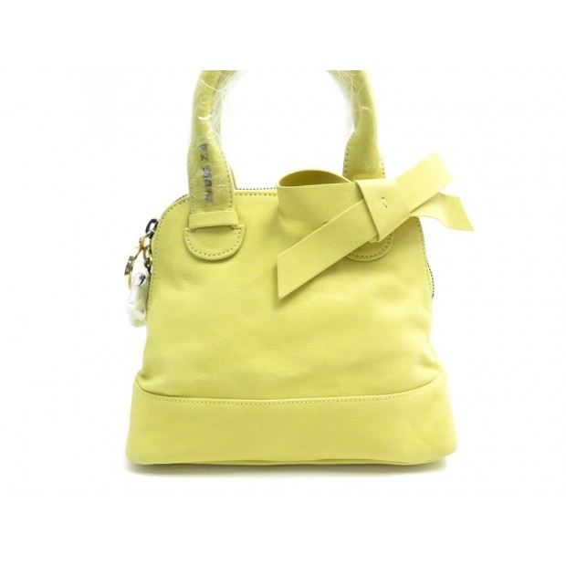 NEUF SAC A MAIN PAULE KA EN CUIR SUEDE JAUNE 25 CM NEW LEATHER HAND BAG