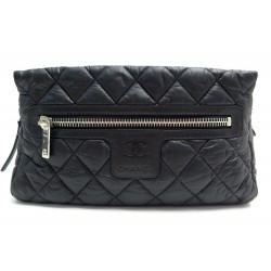 NEUF POCHETTE CHANEL COCO COCOON TROUSSE DE TOILETTE GM MATELASSE NOIR POUCH