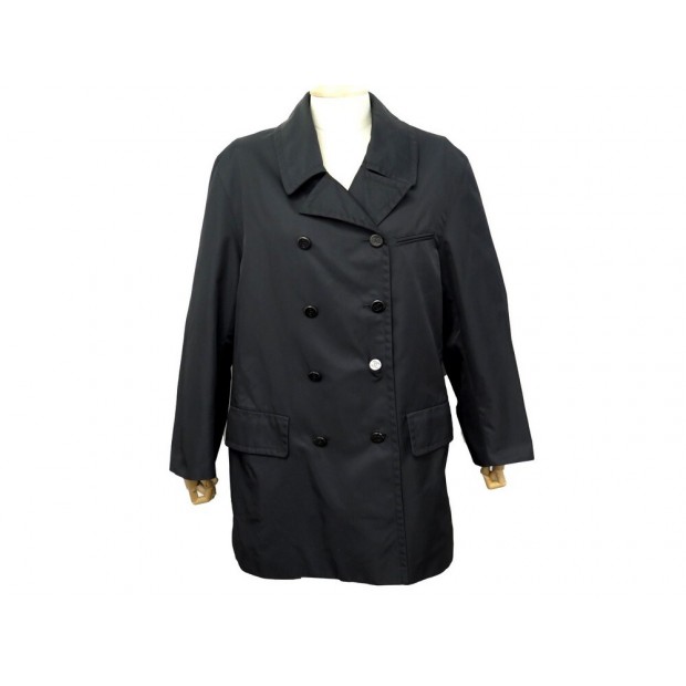 NEUF MANTEAU CHANEL IMPERMEABLE SUR VESTE L 44 EN NYLON NOIR JACKET COAT