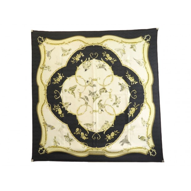 FOULARD HERMES LA CLE DES CHAMPS FACONNET CARRE 90 SOIE BROCHEE SILK SCARF 385€