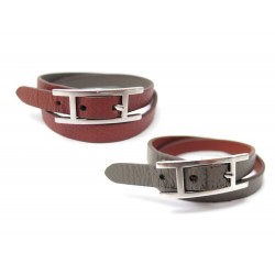 BRACELET HERMES BEHAPI DOUBLE TOUR XS 15 CM EN CUIR EPSOM + BOITE LEATHER 295€