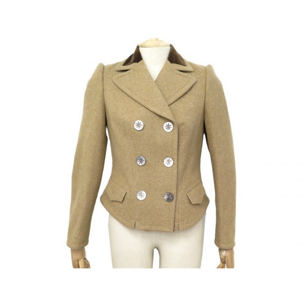 NEYF VESTE RALPH LAUREN M 8 US 38 FR EN LAINE MARRON WOOL JACKET VEST NEW 399€