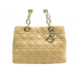 SAC A MAIN CHRISTIAN DIOR LADY SOFT EN CUIR CANNAGE BEIGE CABAS HAND BAG 1970€