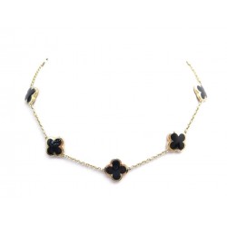 COLLIER VAN CLEEF & ARPELS PURE ALHAMBRA 9 MOTIFS OR JAUNE ONYX NECKLACE 12765€