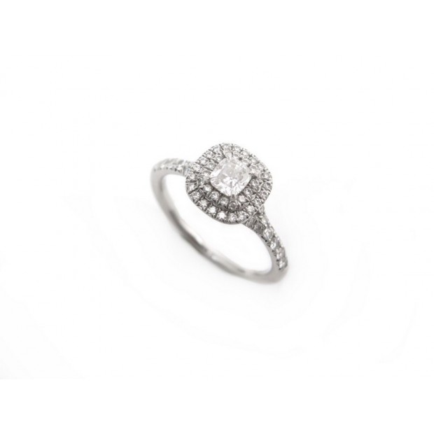 BAGUE TIFFANY & CO SOLESTE DOUBLE HALO T50 EN PLATINE DIAMANTS 0.55CT RING 6000€