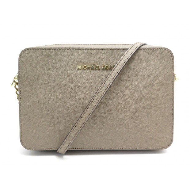 NEUF SAC A MAIN MICHAEL KORS JET SET GM BANDOULIERE CUIR TAUPE HAND BAG 195€