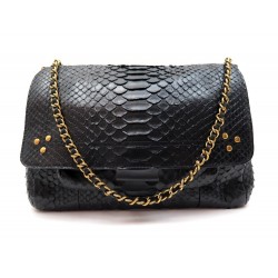 NEUF SAC A MAIN JEROME DREYFUSS LULU M BANDOULIERE CUIR PYTHON NOIR BAG 1240€