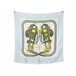 FOULARD HERMES BRIDES DE GALA GRYGKAR CARRE 90 SOIE BLEU + BOITE SILK SCARF 385€