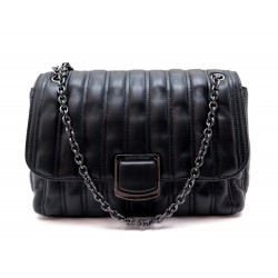 NEUF SAC A MAIN LONGCHAMP BRIOCHE M BANDOULIERE CUIR NOIR LEATHER HAND BAG 690€