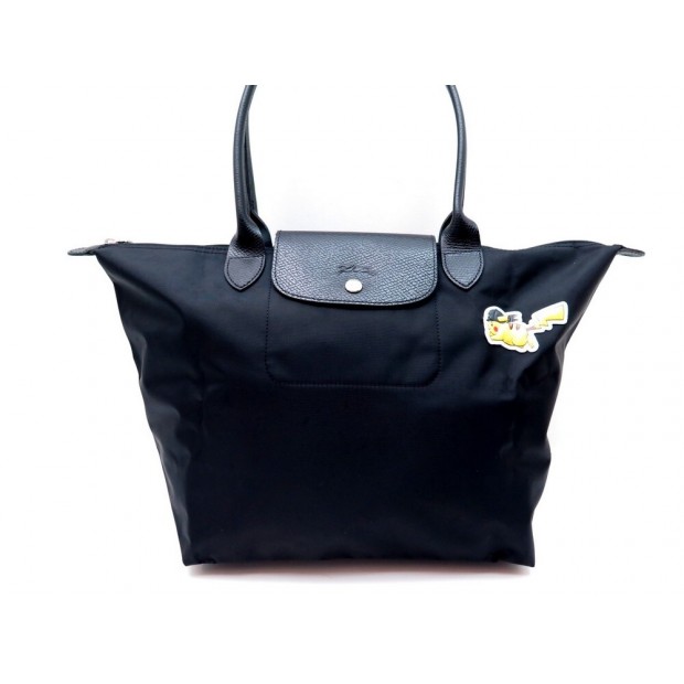 NEUF SAC A MAIN LONGCHAMP LE PLIAGE NEO L POKEMON CABAS TOILE NOIR HAND BAG 130€