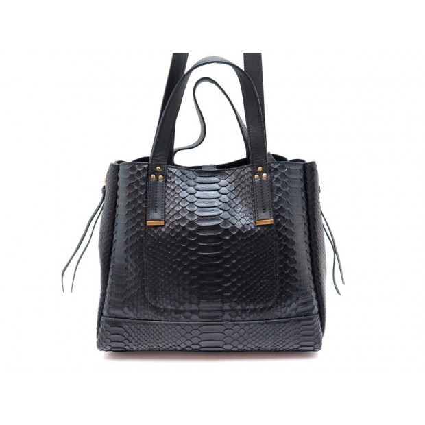 NEUF SAC A MAIN JEROME DREYFUSS GEORGES M CABAS CUIR PYTHON NOIR HAND BAG 1490€