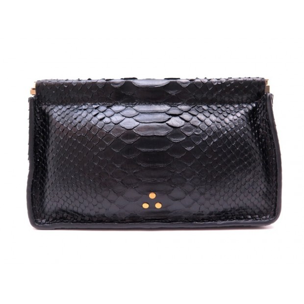 NEUF SAC POCHETTE JEROME DREYFUSS CLIC CLAC M CUIR PYTHON HAND BAG POUCH 360€