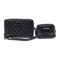 NEUF PORTEFEUILLE LONGCHAMP AMAZONE + PORTE MONNAIE BRIOCHE EN CUIR NOIR 280€