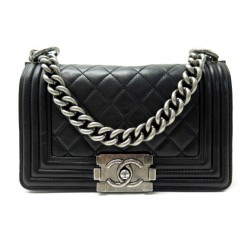 SAC A MAIN CHANEL PETIT BOY CUIR MATELASSE NOIR A67085 BANDOULIERE HANDBAG 4700€