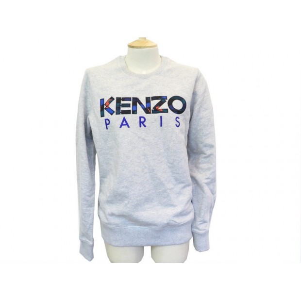 NEUF PULL KENZO SWEAT LOGO 5SW000 S 46 EN COTON GRIS NEW COTTON SWEATER 175€