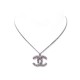 COLLIER CHANEL LOGO CC METAIL VIEILLI & STRASS ARGENTE 42 A 60 CM NECKLACE 690€