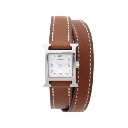 MONTRE HERMES HEURE H MINI HH1.110 DOUBLE TOUR QUARTZ ACIER + BOITE WATCH 2350€