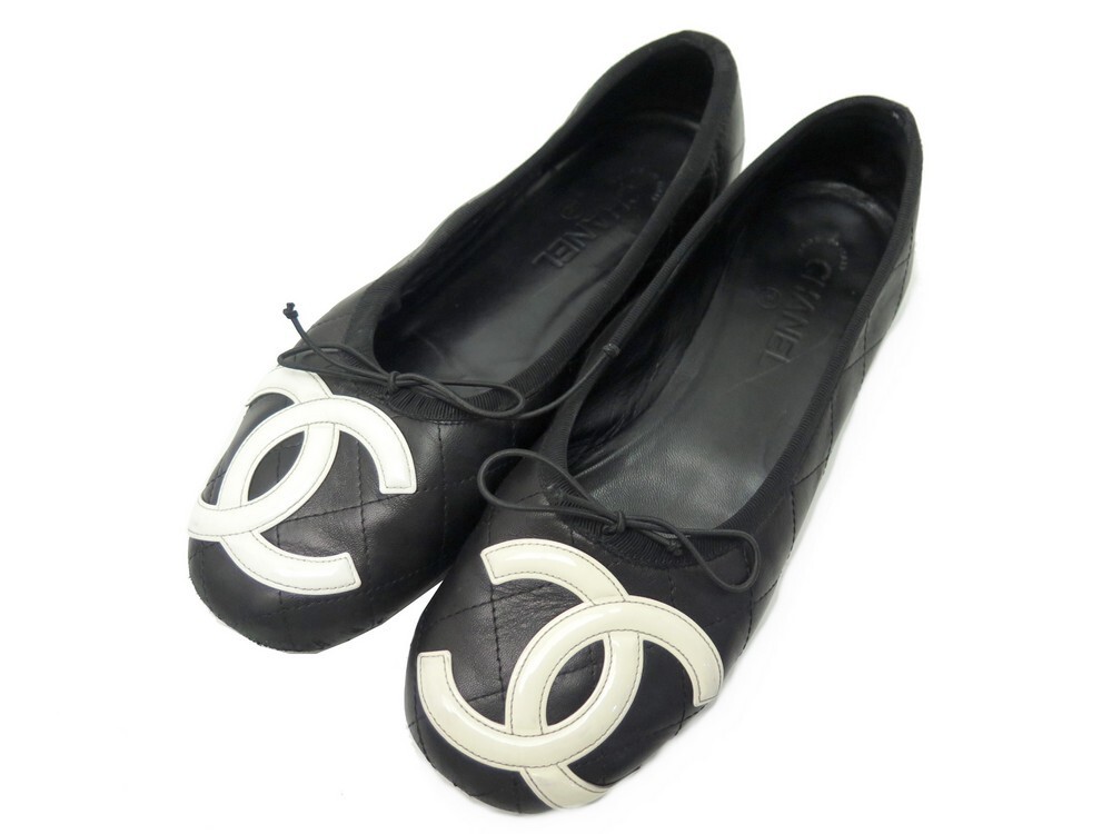 CHANEL, Shoes, Chanel Cambon Quilted Leather Cc Logo Ballerina Ballet  Flats Size 37 65