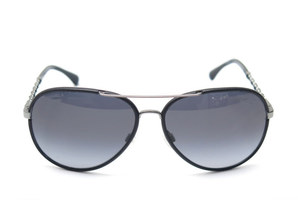 CHANEL Metal Polarized Pilot Winter Sunglasses 4219-Q Black