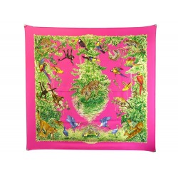 FOULARD HERMES EQUATEUR ROBERT DALLET EN SOIE ROSE CARRE 90 PINK SILK SCARF 385€