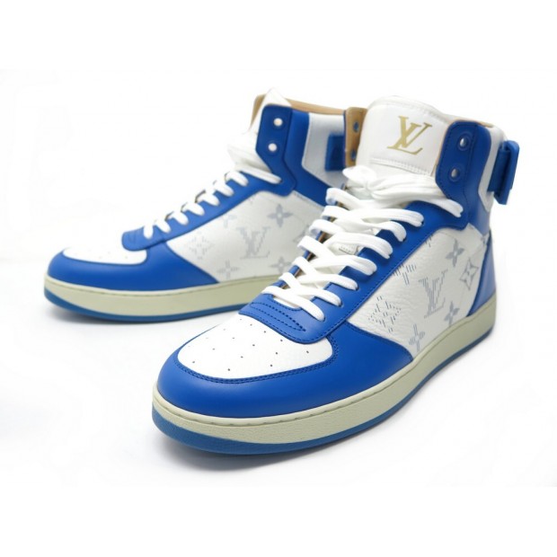 NEUF CHAUSSURES LOUIS VUITTON RIVOLI 1A5EQU 5 39 BASKETS CUIR BLEU + BOITE 760€